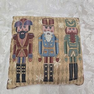 Vintage Nutcracker Holiday Throw Pillow Christmas Tapestry Decorative 16X16” Fun